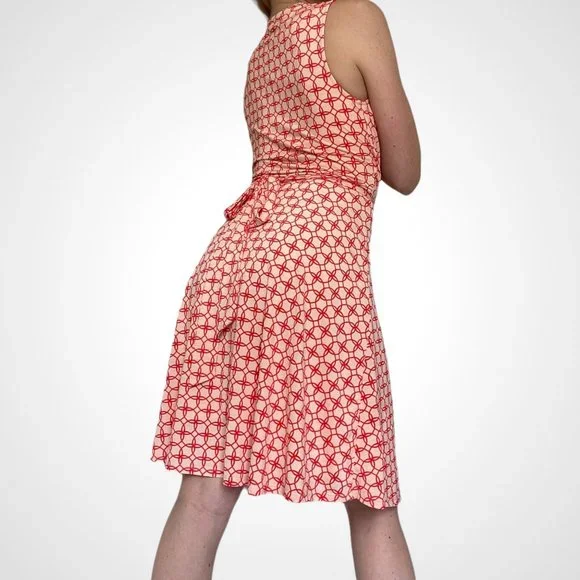 Hawthorne Red and Peach Geometric Print Dress - Picture 3 of 4